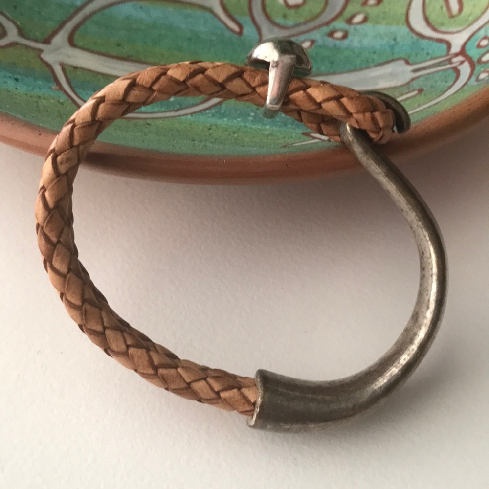 Vintage braided leather and metal bracelet